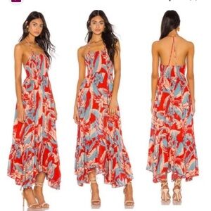 Red free people dress, floral maxi